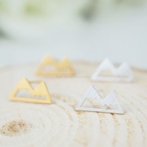 Minimalist Mountain Stud Earrings Silver Gold